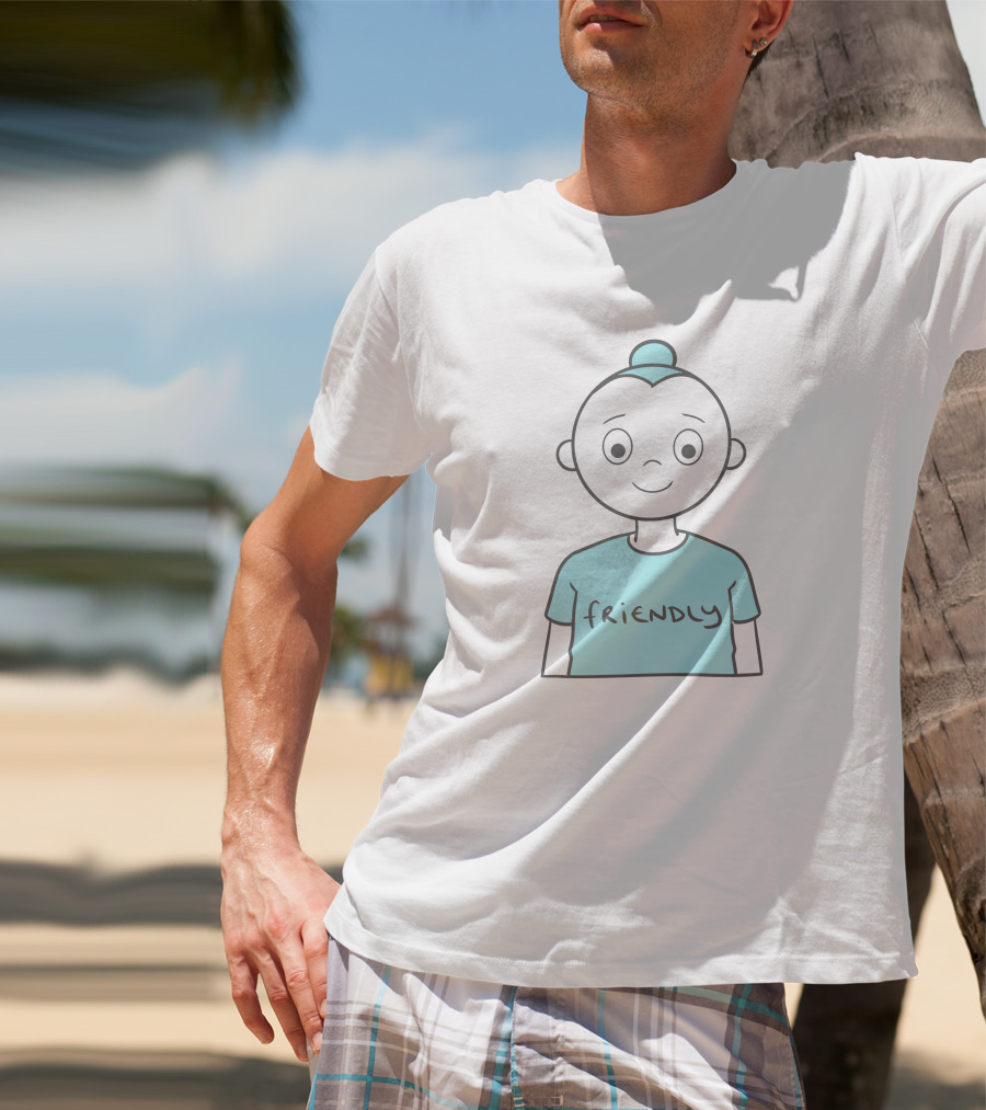 Friendly Cartoon Character With Blue T-Shirt