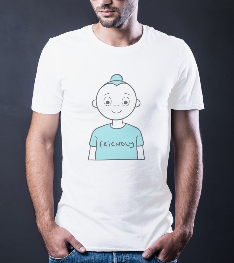 Friendly Cartoon Character With Blue T-Shirt