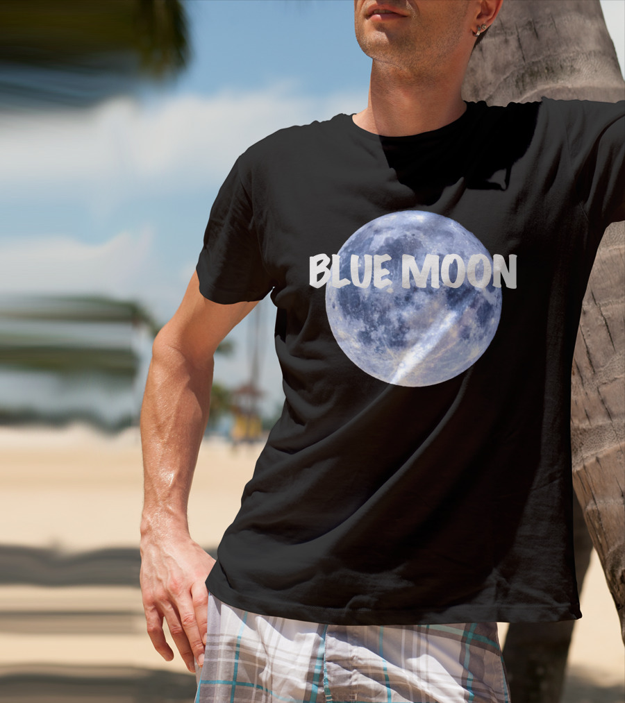 Blue Moon Lunar Phase Image With Text In Bold White Font T-Shirt