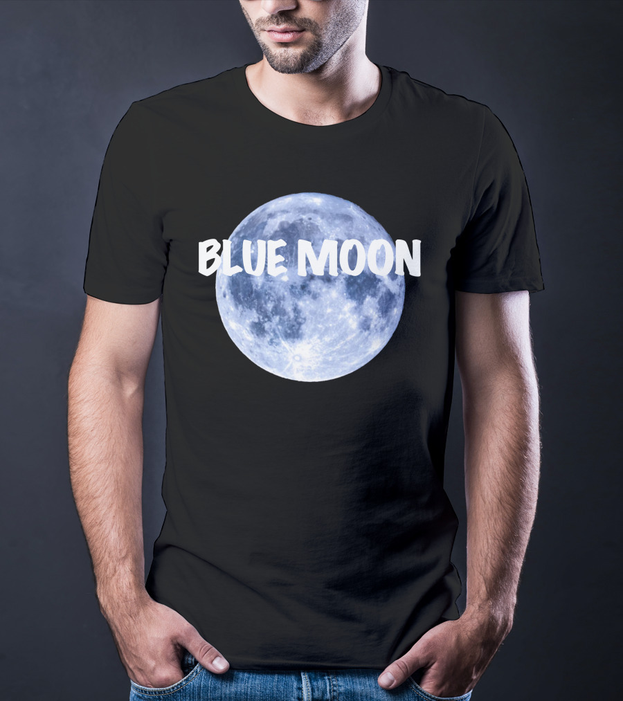 Blue Moon Lunar Phase Image With Text In Bold White Font T-Shirt
