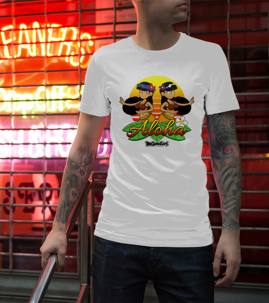 Aloha From Toejam And Earl Robaroba Merch Hawaiian Dancers Tropical Sunset T-Shirt