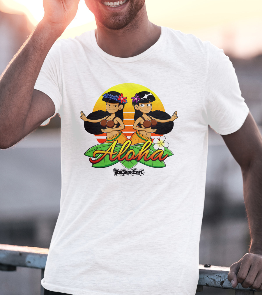 Aloha From Toejam And Earl Robaroba Merch Hawaiian Dancers Tropical Sunset T-Shirt