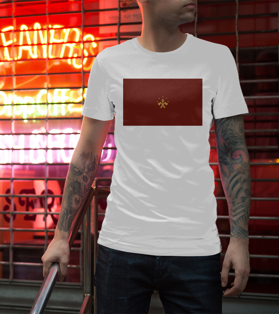 FBA Maroon Flag With Golden Hammer And Star Emblem T-Shirt