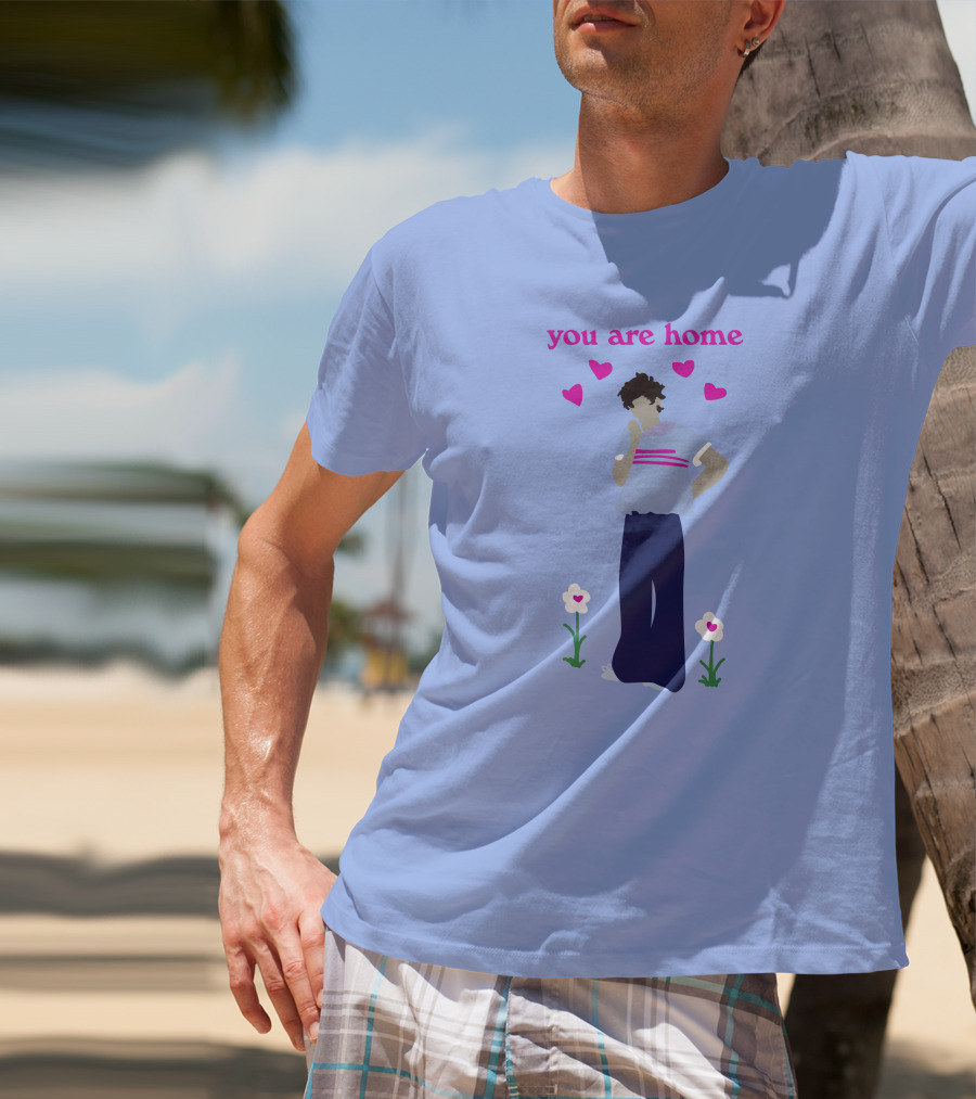 You Are Home Love Heart Flowers Blue T-Shirt