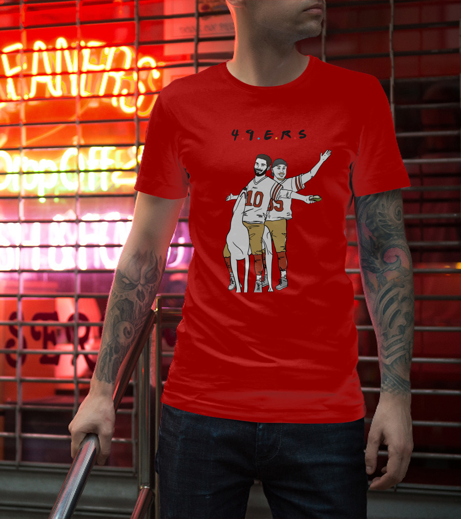 49ers Friends Jimmy Garoppolo Brian Hill Illustration With Dog T-Shirt
