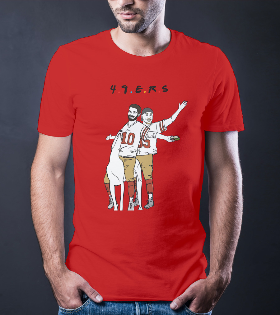 49ers Friends Jimmy Garoppolo Brian Hill Illustration With Dog T-Shirt