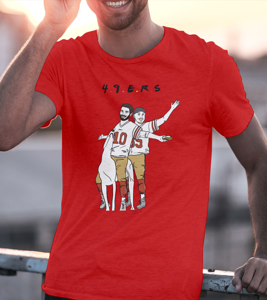 49ers Friends Jimmy Garoppolo Brian Hill Illustration With Dog T-Shirt