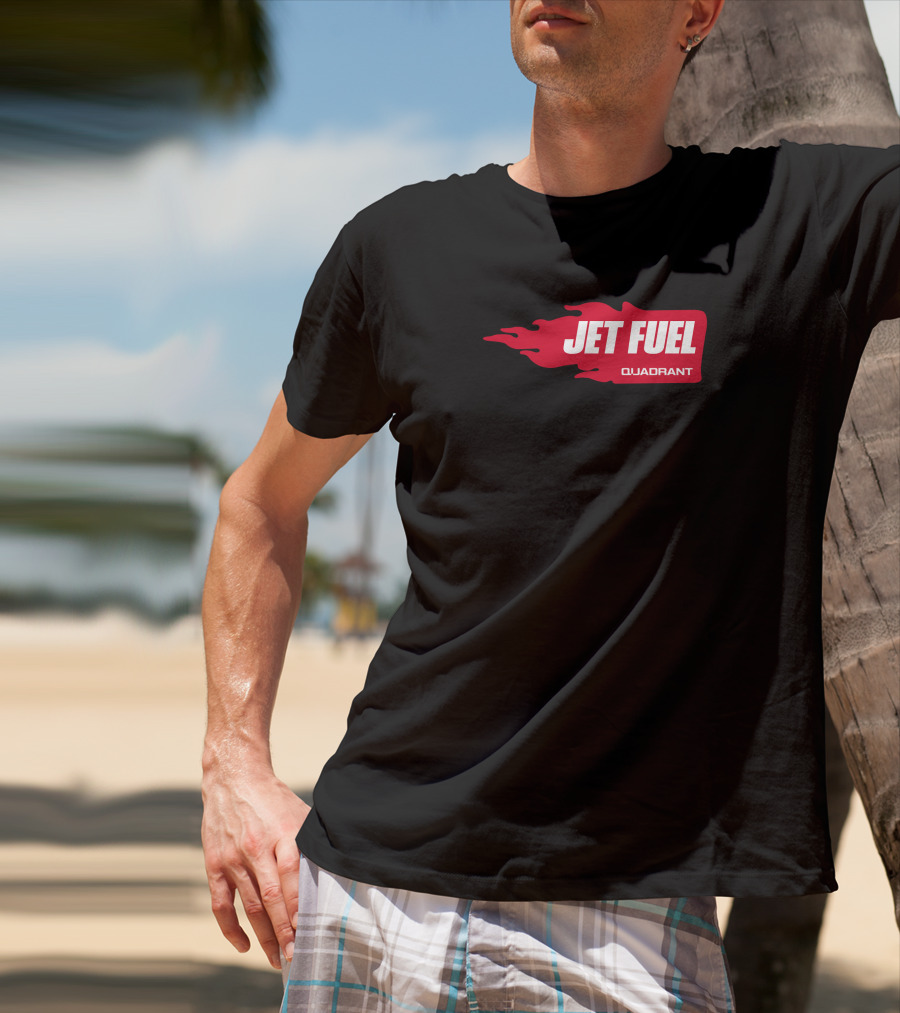 JET FUEL QUADRANT Flame Red Typography T-Shirt