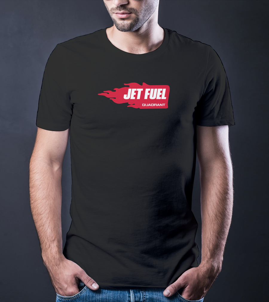 JET FUEL QUADRANT Flame Red Typography T-Shirt