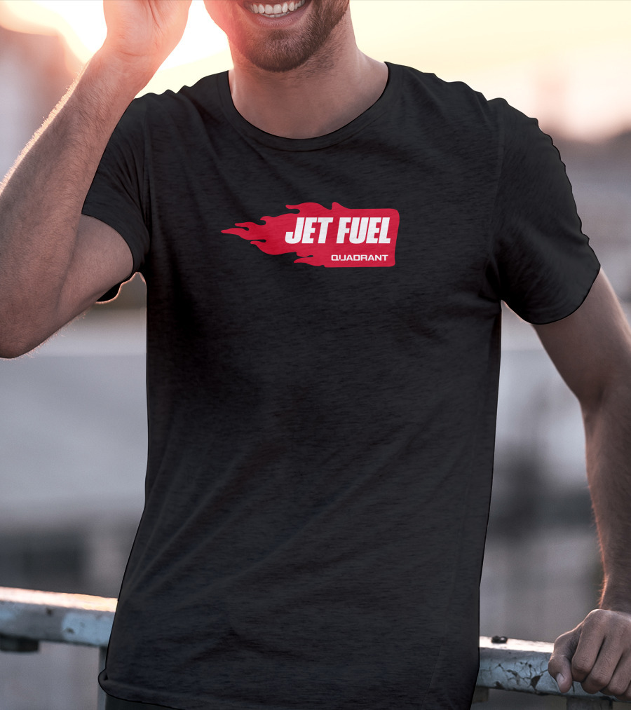 JET FUEL QUADRANT Flame Red Typography T-Shirt