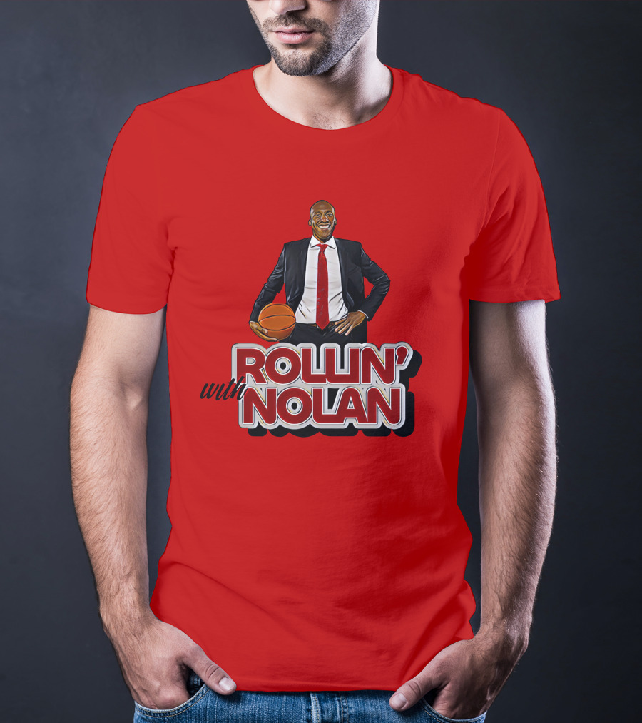 Rollin’ With Nolan Basketball Suit And Tie RedBackground T-Shirt