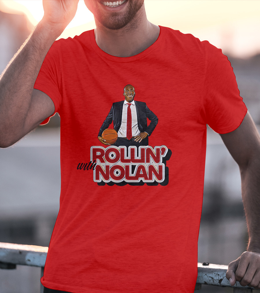 Rollin’ With Nolan Basketball Suit And Tie RedBackground T-Shirt