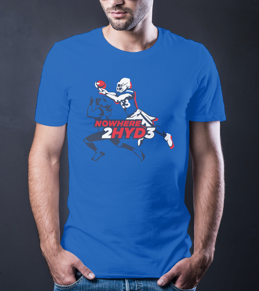 NOWHERE 2HYD3 Football Player Catching Action T-Shirt
