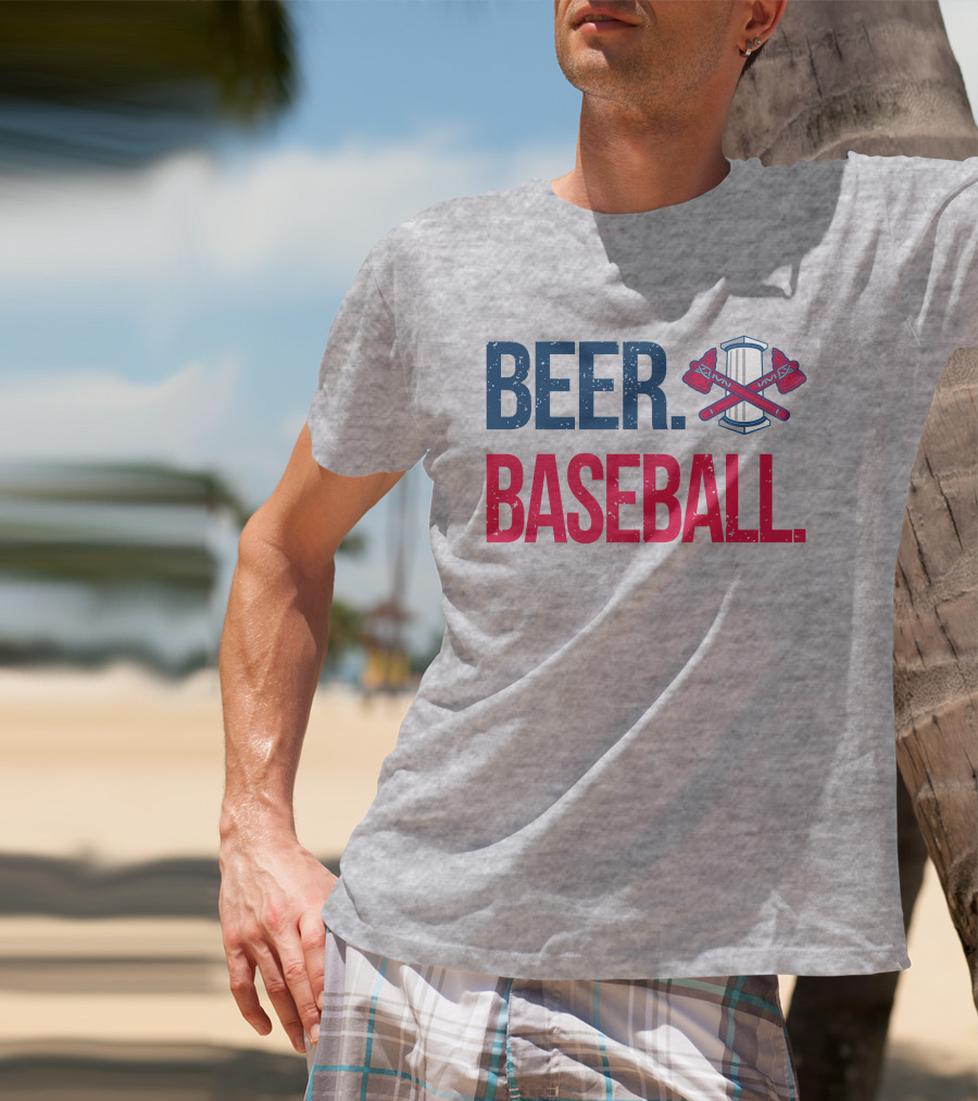 BEER. BASEBALL. Crossed Axes Emblem T-Shirt