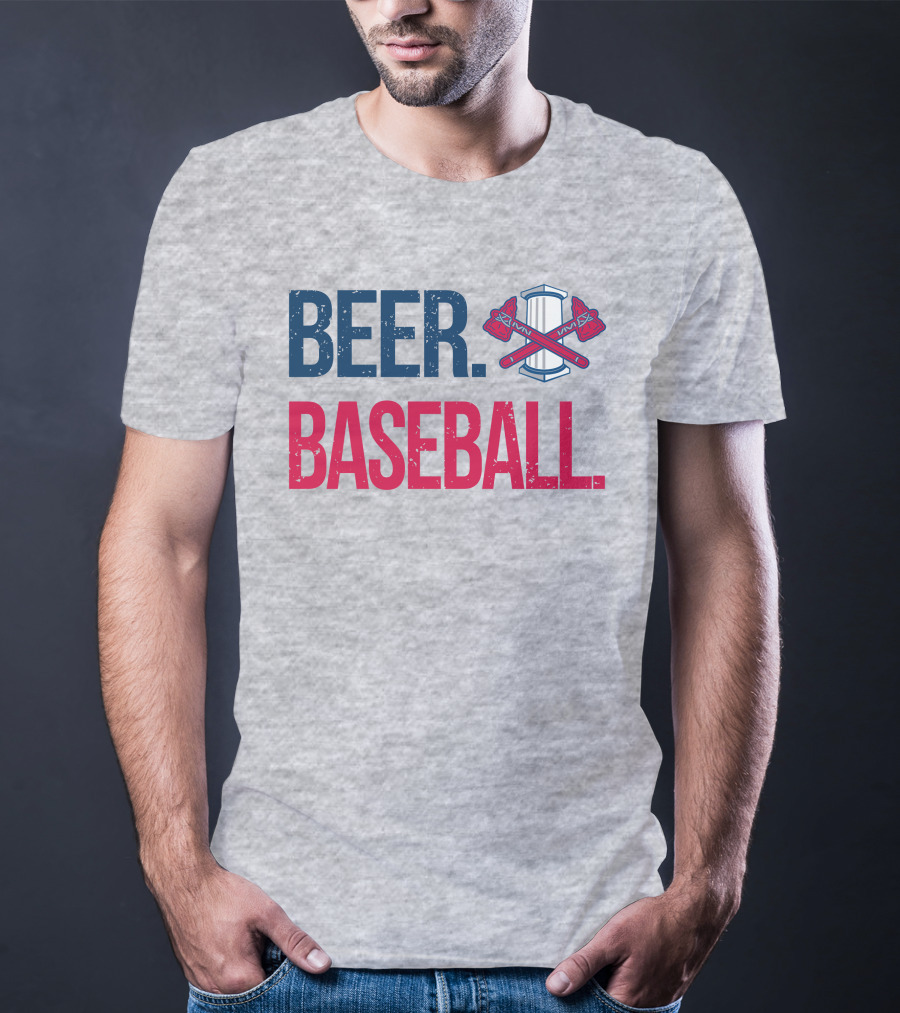 BEER. BASEBALL. Crossed Axes Emblem T-Shirt