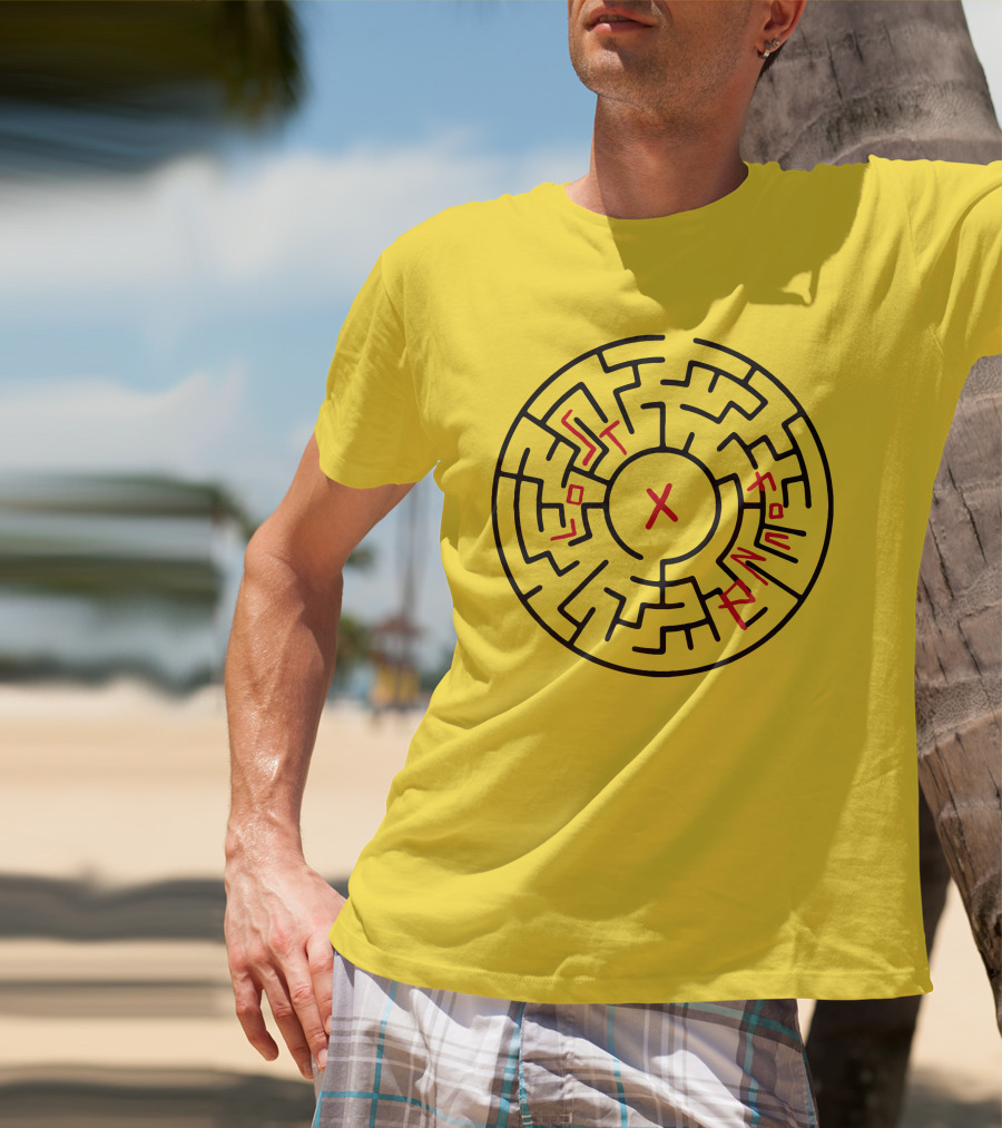 Lost People Found Myself Maze Design Yellow Background T-Shirt