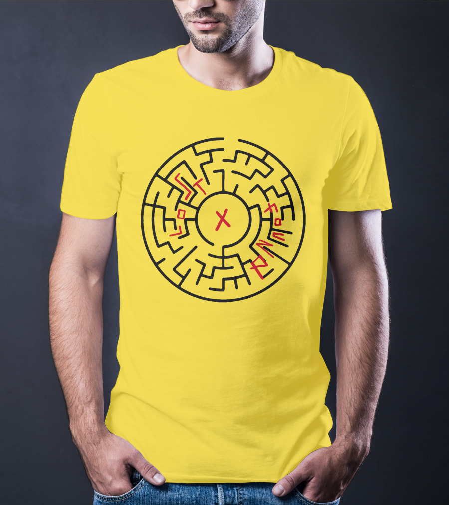 Lost People Found Myself Maze Design Yellow Background T-Shirt