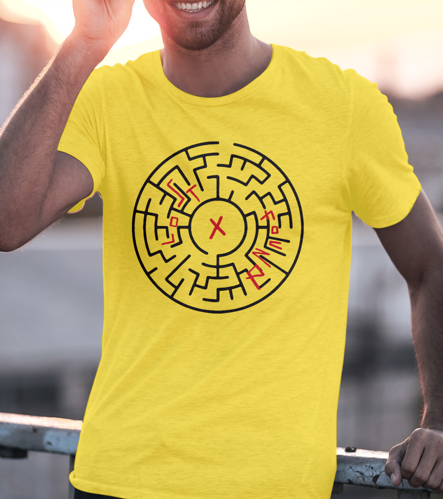 Lost People Found Myself Maze Design Yellow Background T-Shirt