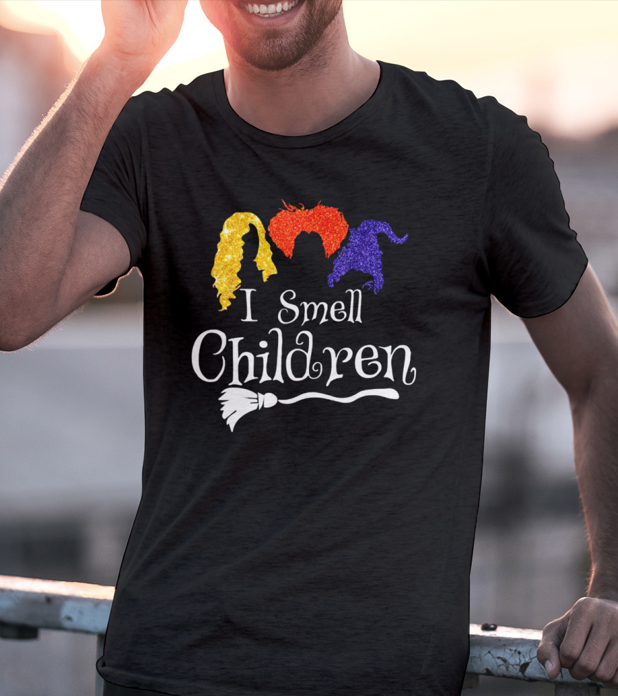 I Smell Children Witch Silhouette Hair Colors Broomstick T-Shirt