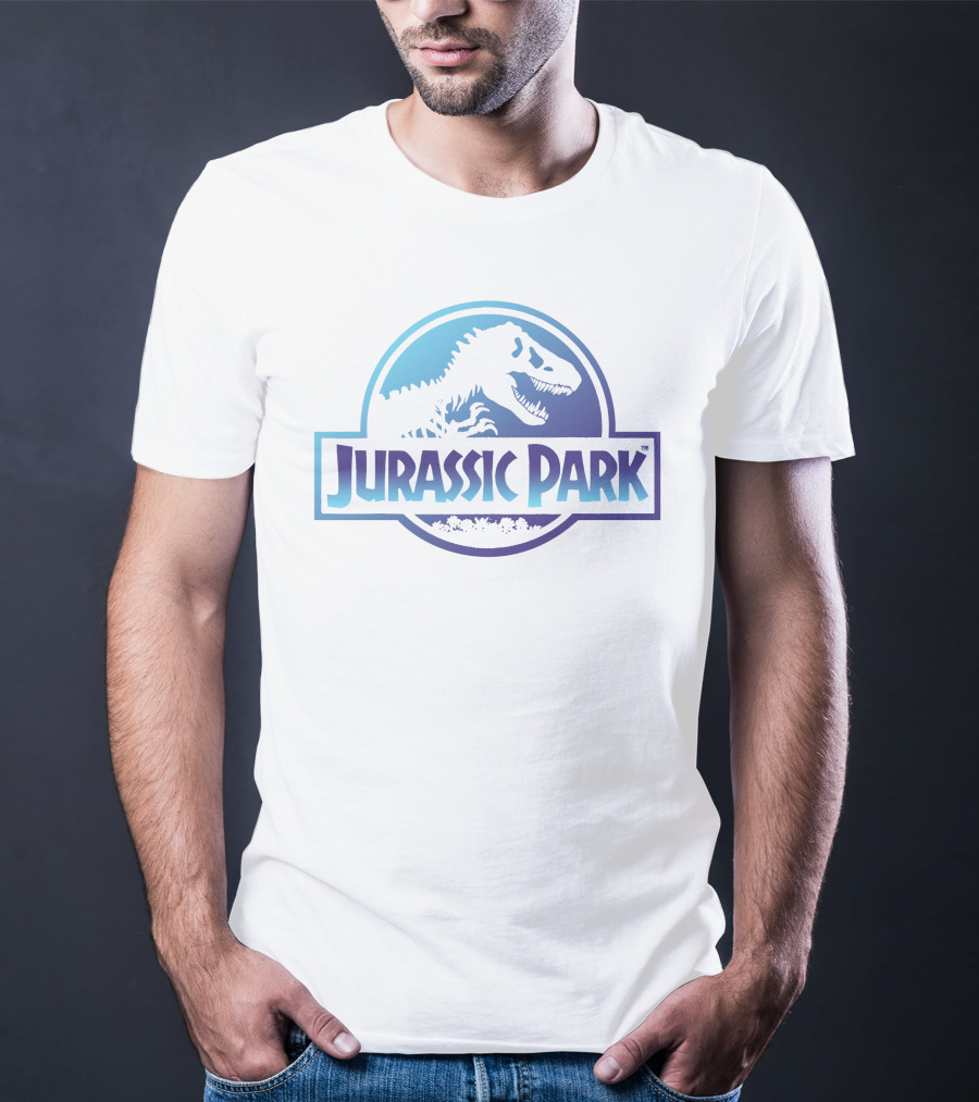Jurassic Park Dinosaur Logo Blue And White T-Shirt