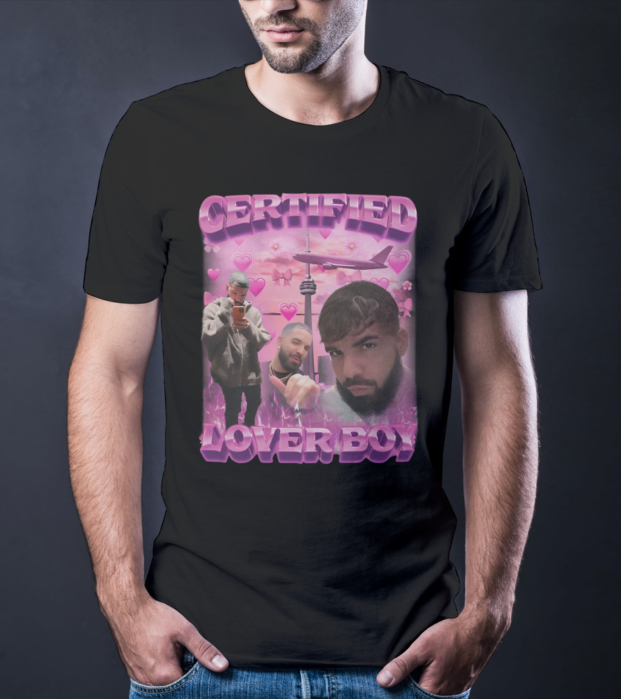 Certified Lover Boy Drake Toronto Skyline Hearts Pink Airplane Aesthetic T-Shirt