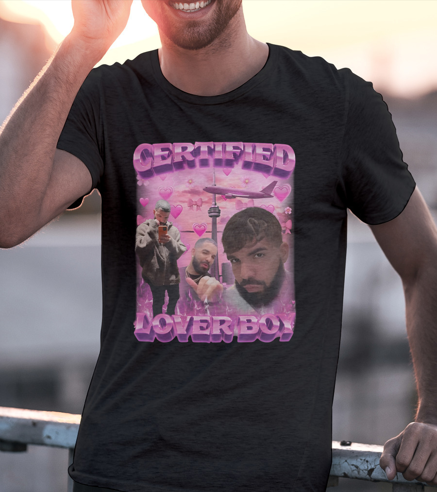 Certified Lover Boy Drake Toronto Skyline Hearts Pink Airplane Aesthetic T-Shirt
