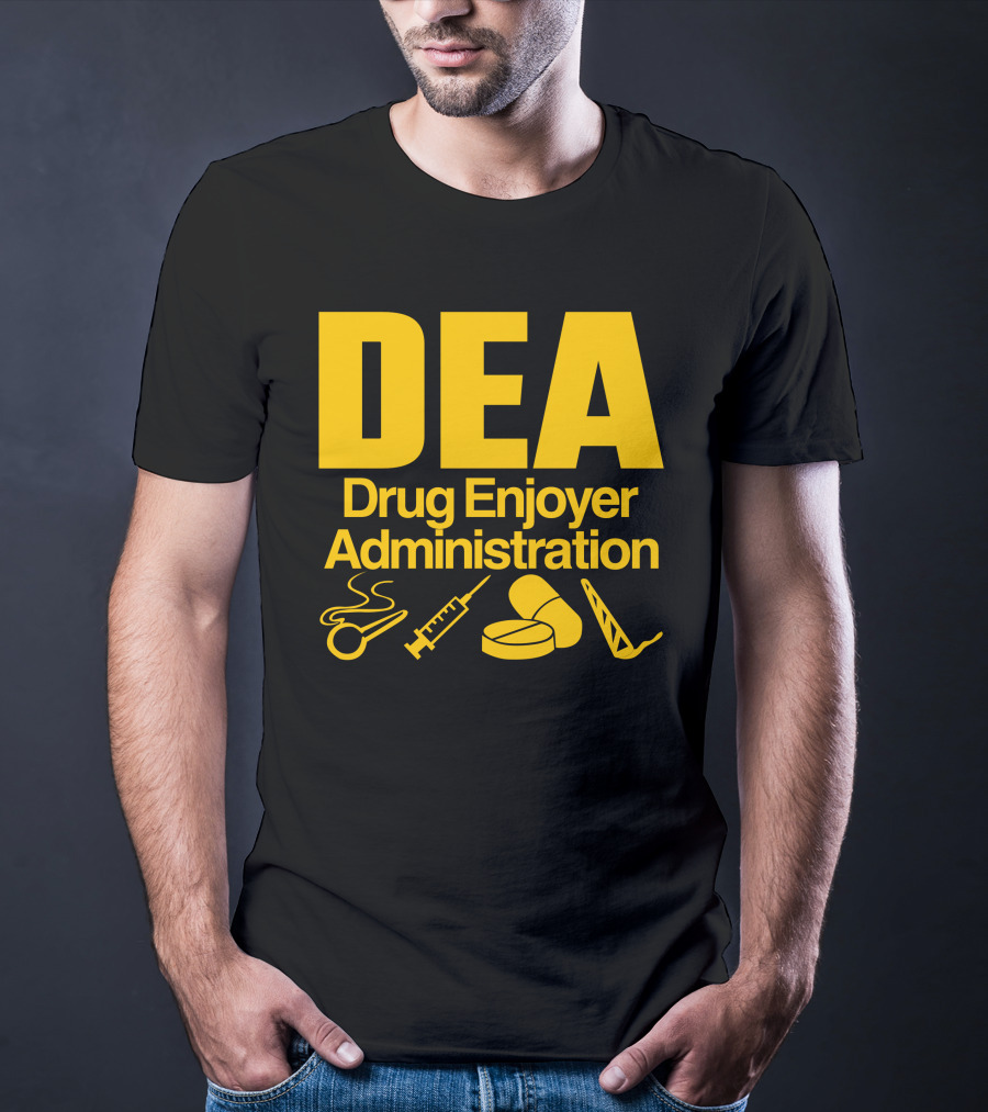 DEA Drug Enjoyer Administration Spoons Syringe Pills Razor Blade T-Shirt