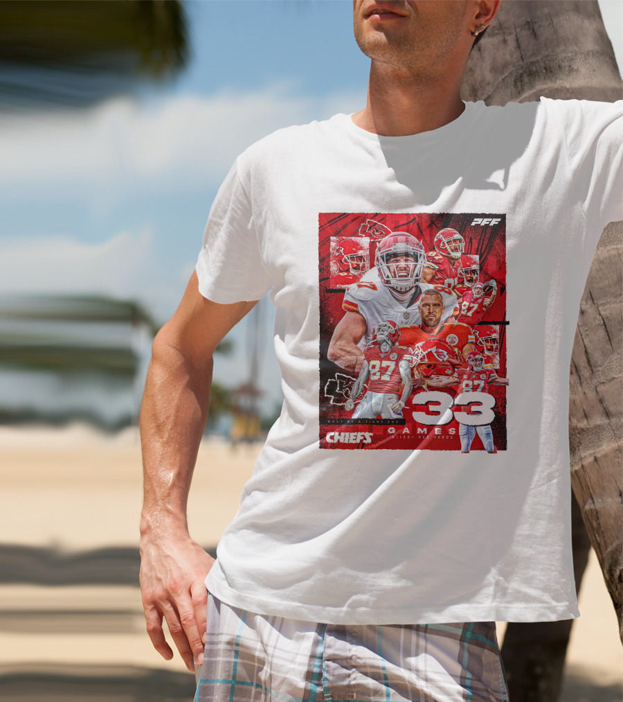 Chiefs Tight End Record 33 Games PFF Highlights T-Shirt