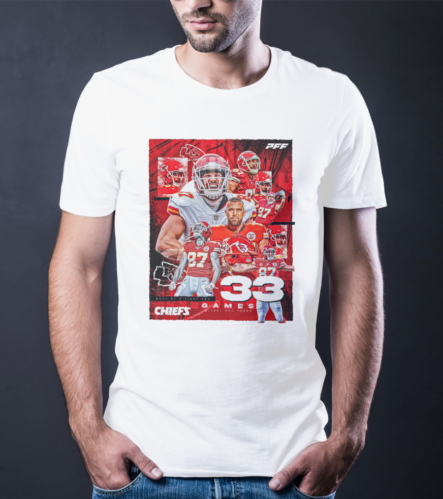 Chiefs Tight End Record 33 Games PFF Highlights T-Shirt