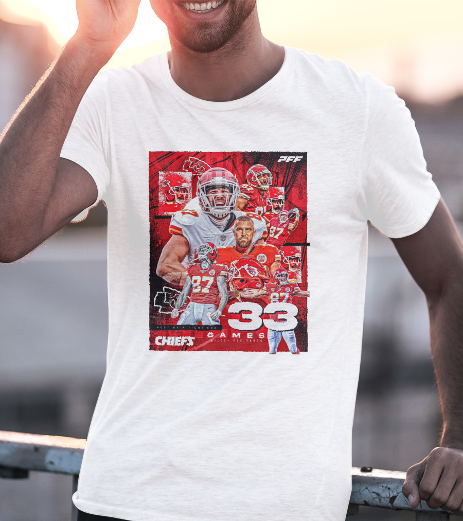 Chiefs Tight End Record 33 Games PFF Highlights T-Shirt