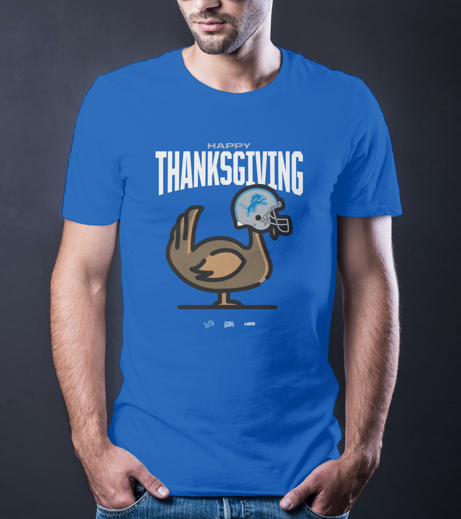Detroit Lions Happy Thanksgiving Turkey Helmet Thanksgiving T-Shirt
