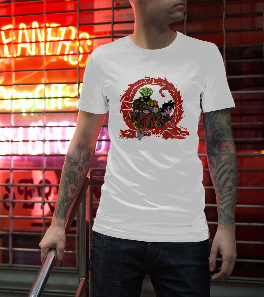 Kami Of War God Of War Crossover With Dragon Ball Z Characters T-Shirt