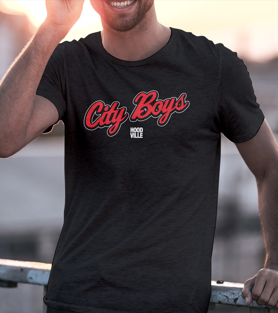City Boys Hoodville Red Script Urban T-Shirt