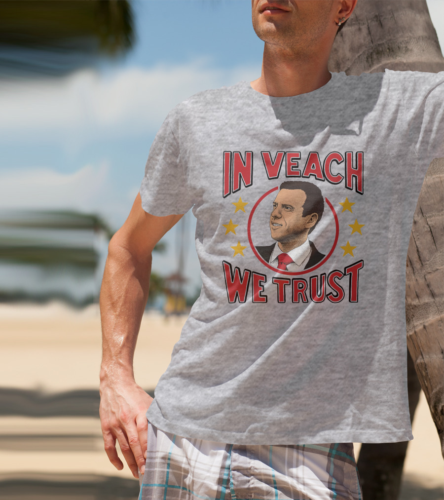 In Veach We Trust Red Tie Portrait With Yellow Stars T-Shirt