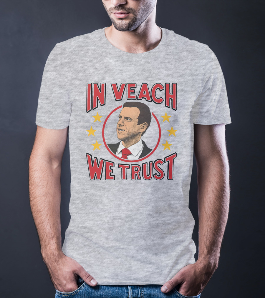 In Veach We Trust Red Tie Portrait With Yellow Stars T-Shirt