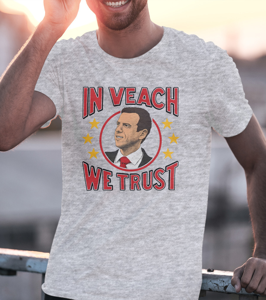 In Veach We Trust Red Tie Portrait With Yellow Stars T-Shirt