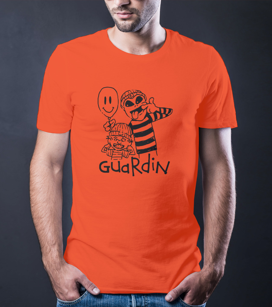 Calvin And Hobbs Guardin Graffiti Style Mischief Balloon T-Shirt