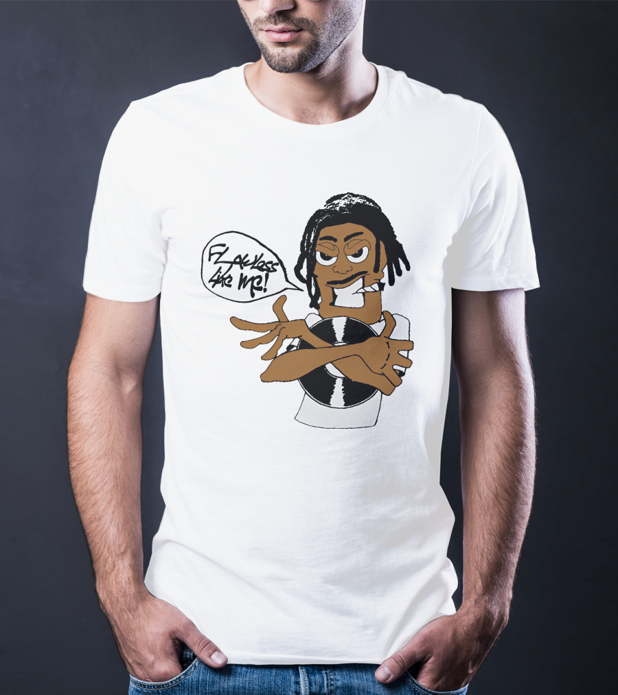 Flawless Like Me Vinyl Graphic Character With Crossed Arms And Vinyl Record T-Shirt