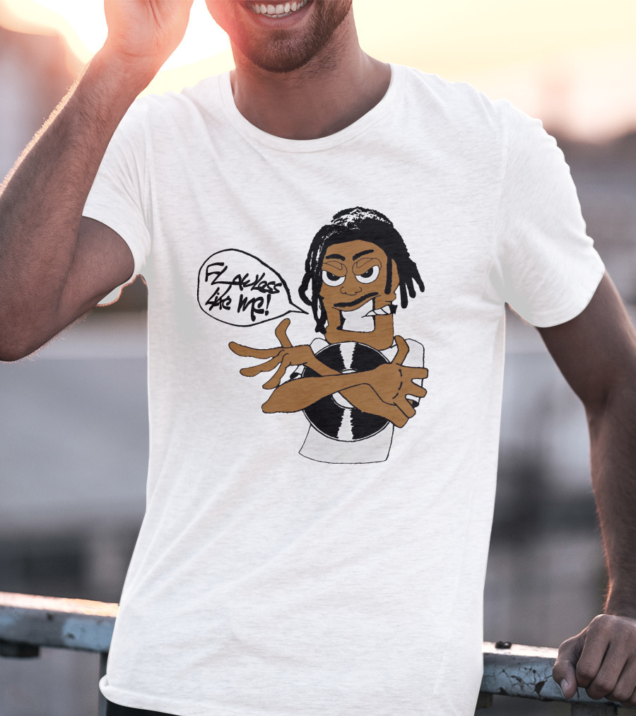 Flawless Like Me Vinyl Graphic Character With Crossed Arms And Vinyl Record T-Shirt
