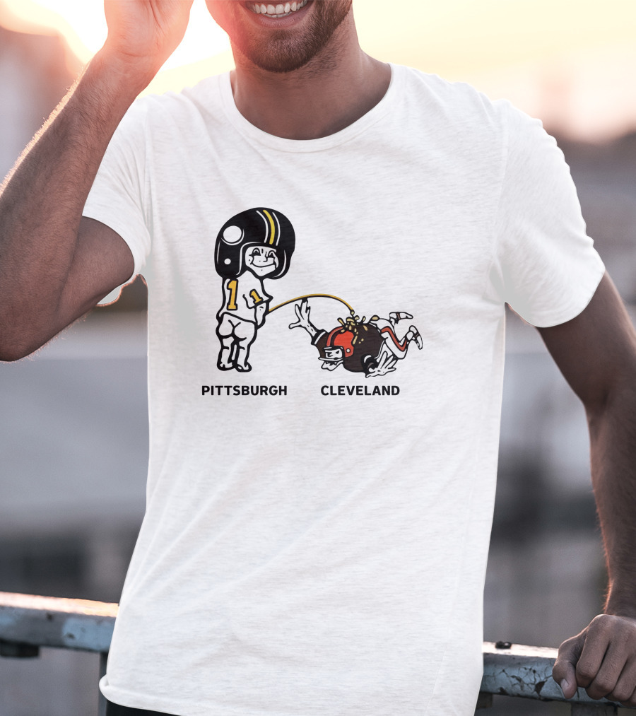 Yinzers Pittsburgh Cleveland Football Rivalry Cartoon T-Shirt