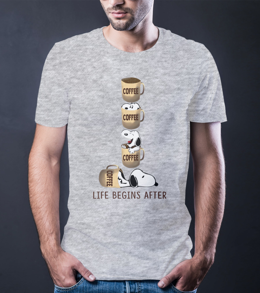 Life Begins After Coffee Snoopy Peanuts Mugs T-Shirt