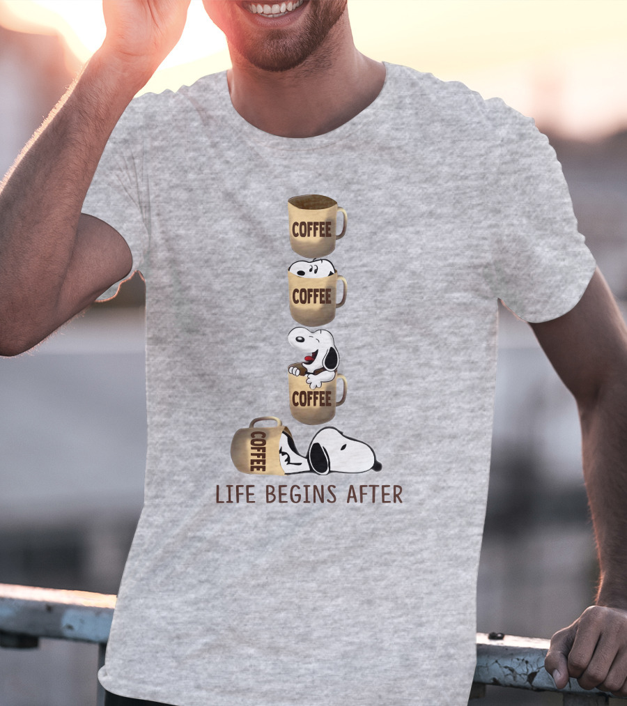 Life Begins After Coffee Snoopy Peanuts Mugs T-Shirt