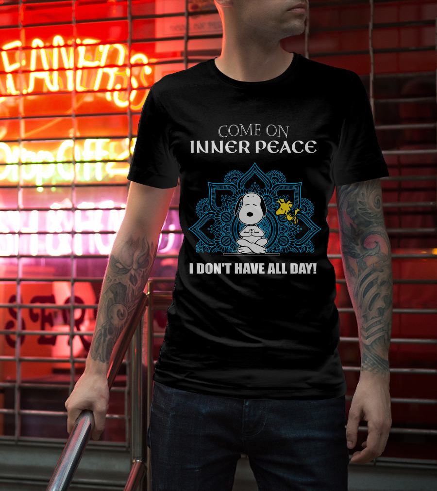 Come On Inner Peace I Don't Have All Day Snoopy And Woodstock Lotus Mandala T-Shirt