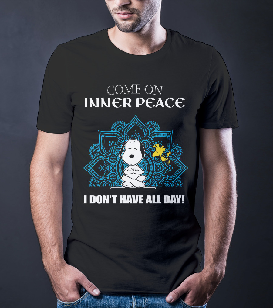 Come On Inner Peace I Don't Have All Day Snoopy And Woodstock Lotus Mandala T-Shirt