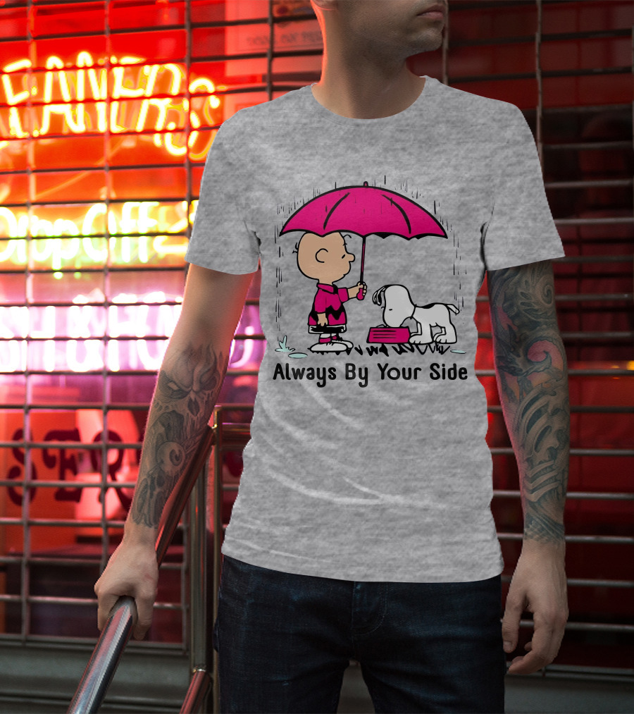 Always By Your Side Charlie Brown Snoopy Umbrella T-Shirt