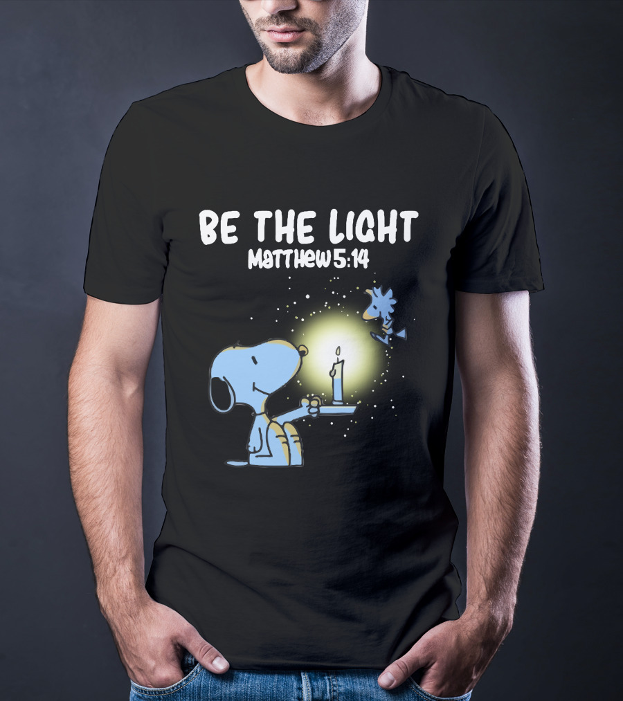 Be The Light Matthew 5:14 Snoopy Holding Candle Woodstock T-Shirt