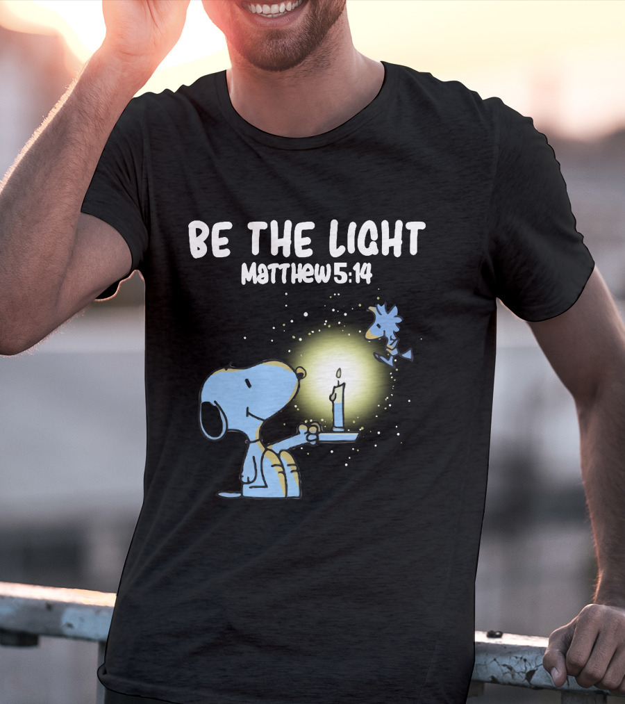 Be The Light Matthew 5:14 Snoopy Holding Candle Woodstock T-Shirt