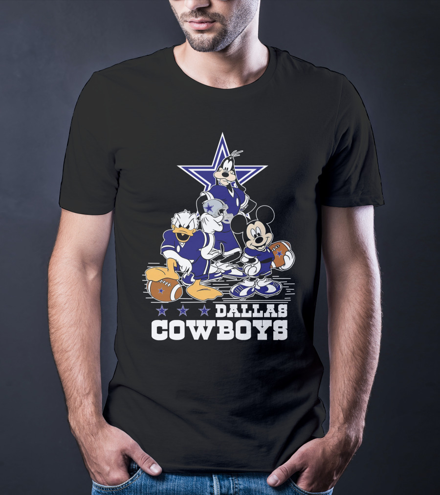 Mickey Mouse Donald Goofy Dallas Cowboys Football Stars T-Shirt