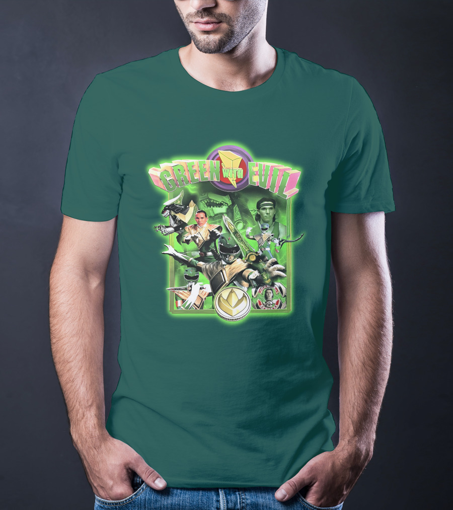 Green With Evil Mighty Morphin Power Rangers Iconic Characters And Symbols T-Shirt