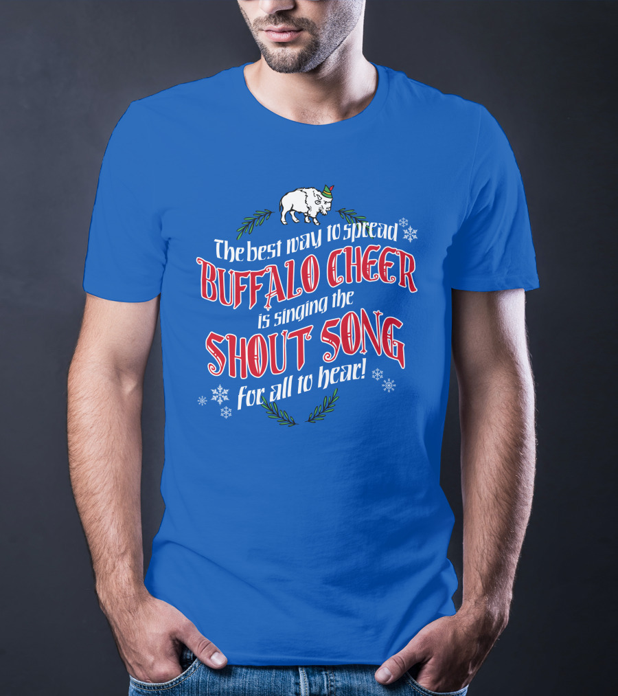 Buffalo Cheer With Shout Song Festive Buffalo Snowflakes T-Shirt